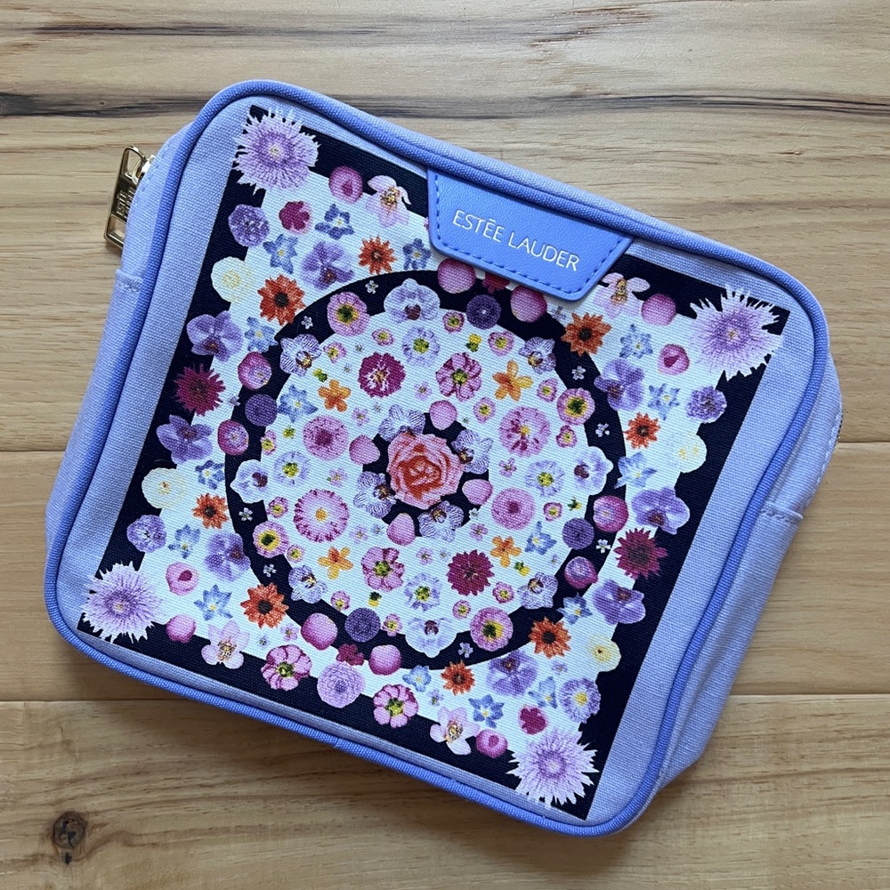 Estée Lauder floral print makeup bag